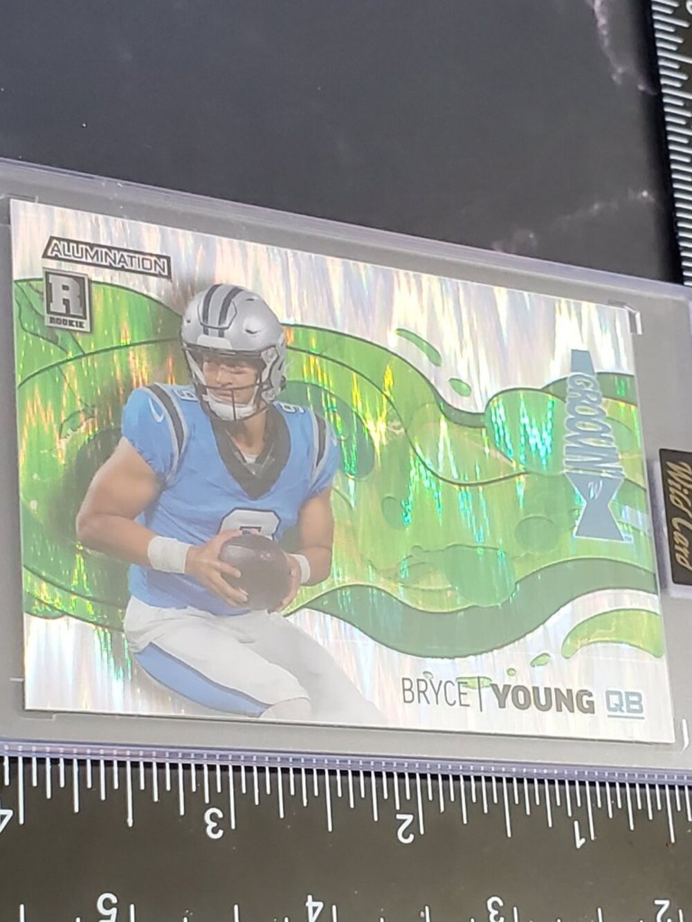 Bryce Young 2023 WildCard Alumination RC Groovin Kaleidoscope Green /10 Panthers